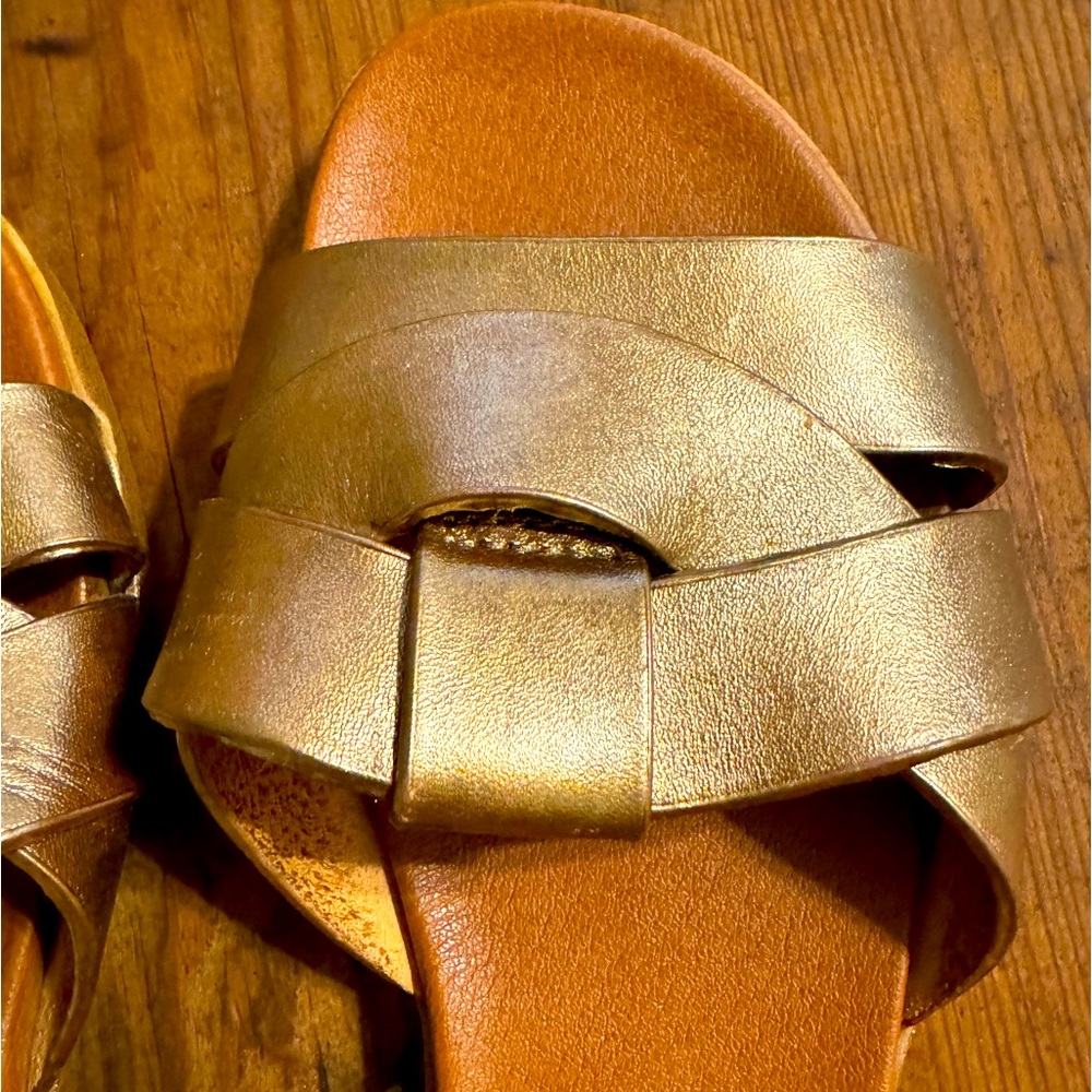 Steve Madden bronze, leather slides. Size 7. Gently worn.